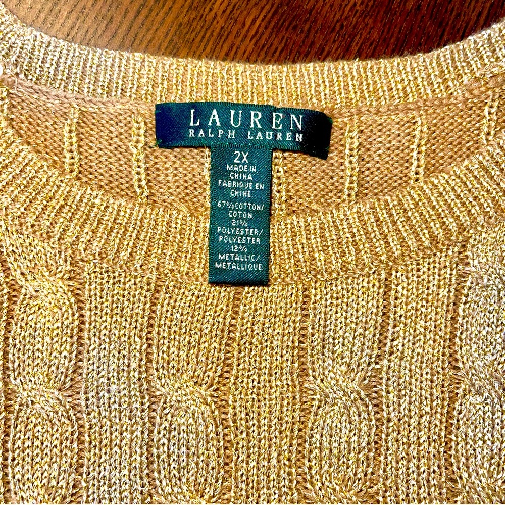 Fantastic Ralph Lauren gold metallic holiday sweater size 2X sooo sparkly!!